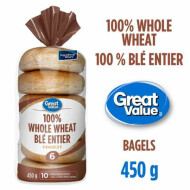 Great Value Whole Wheat Bagels 6 Count