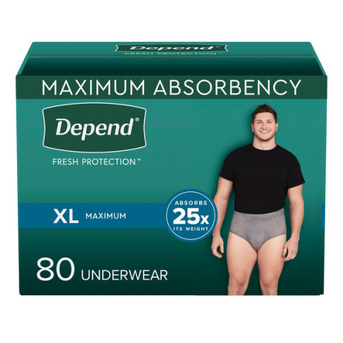 Depend Men's Maximum Absorbency Underwear, Extra Large 1Ea - Costco ...