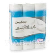 Compliments Lux Plush 165 Sheet Bathroom Tissue 12 EA