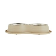 Top Paw® Tan Melamine & Stainless Steel Double Diner Dog Bowl