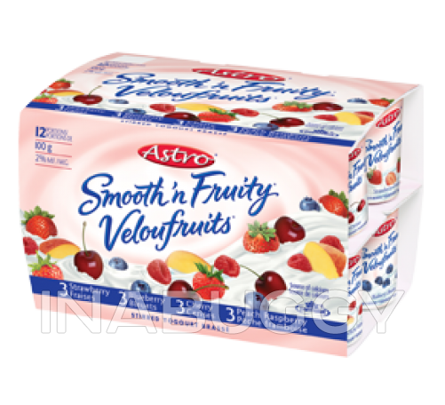 Astro Smooth N Fruity Yogurt Strawberry Blueberry Cherry Peach Raspberry  (12PK) 100G - Coppa's, Toronto/GTA Grocery Delivery