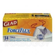 Glad Forceflex DrawstringTall Kitchen Catcher Bags 34 EA