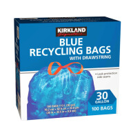 Kirkland Signature Blue Recycling Bags 30" x 32.5" 100 Count