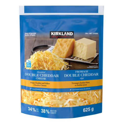 Kirkland Signature Shredded Double Cheddar Cheese, 2 x 625 g 
