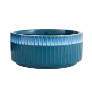 Top Paw® Blue Ombre Striped Textured Ceramiic Dog Bowl