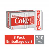 Diet Coke® Zesty Blood Orange 310mL Cans, 8 Pack