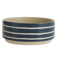 Whisker City® Textured Navy Stripe Ceramic Cat Bowl