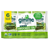 gimMe Seaweed Snacks, Roasted, Organic, Sea Salt & Avocado Oil, 6 Value Pack 6 - 0.16 oz (4.5 g) trays [0.96 oz (27 g)] 1 Ea