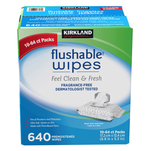 Kirkland Signature FragranceFree Flushable Wipes 640 Count Costco