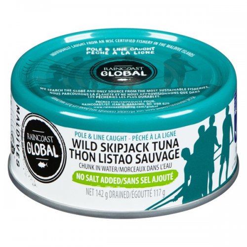 Raincoast Trading Pole & Line Caught No Salt Added Wild Skipjack Tuna ~142 g  - Organic Garage, Toronto/GTA Livraison d'épicerie