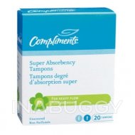 Compliments Tampon Super Absorbency 20EA