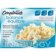 Compliments Balance  Popcorn Microwave Natural Trans Fat Free 240G