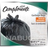 Compliments Garbage Bags Regular Grip n Tie 100EA