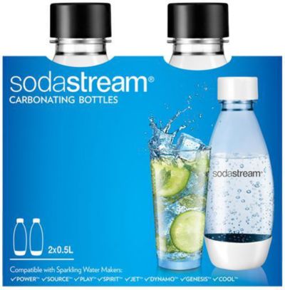 0.5 Liter Carbonating White Bottles Twin Pack - SodaStream