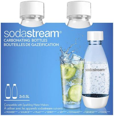 Bouteilles à gazéifier SodaStream Fuse, blanc, 0,5 L, paq. 2