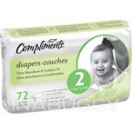 Compliments Diapers Baby Size 2 72EA