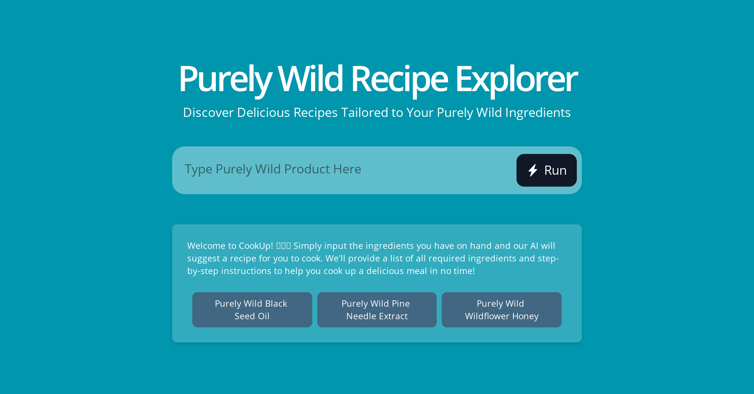 Purely Wild Recipe Explorer BuildAI.space