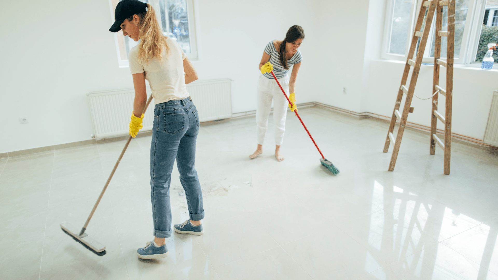 cleaning up the floor