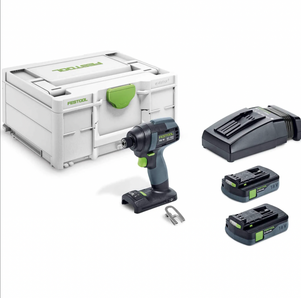 Festool TID 18 C 18v Cordless Impact Driver - 2 x 3.1ah Li-ion, Charger, Case