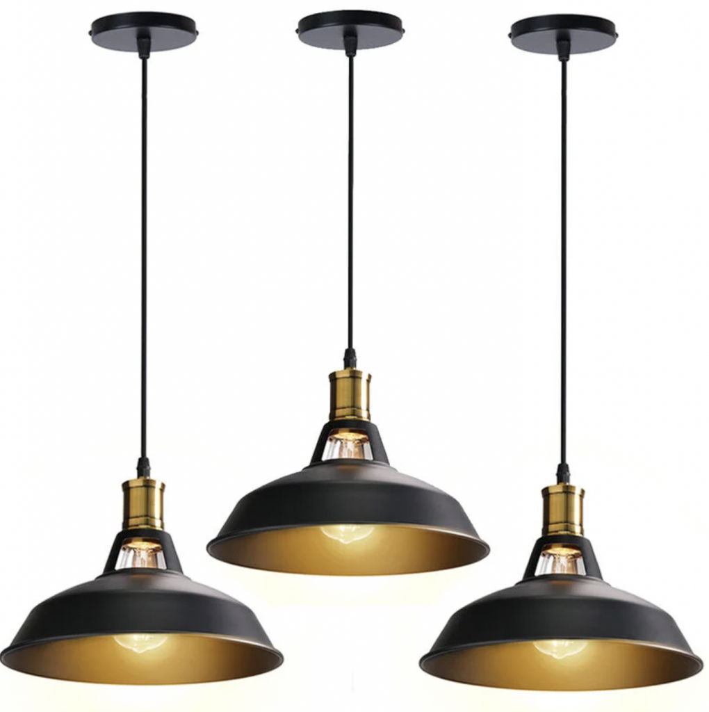Vintage Hanging Light Industrial Pendant Light Creative Pendant Lamp for Kitchen Farmhouse Hallway Indoor (Black)