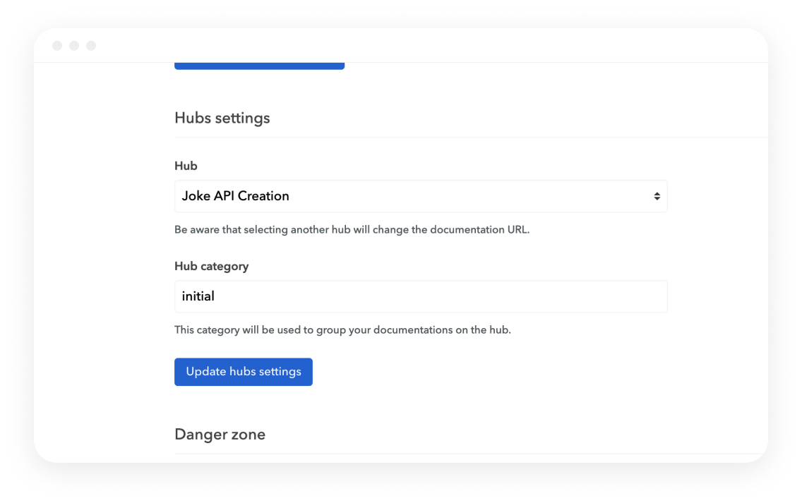 Bump documentation hub settings