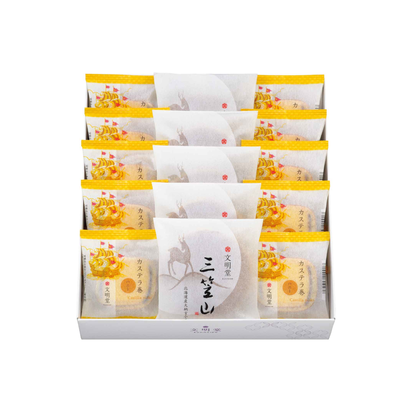 三笠山・カステラ巻詰合せ/15個入(三笠山 5個・カステラ巻ハニー 10個)