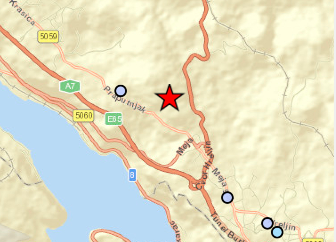 Dva slabija potresa s epicentrom kod Praputnjaka u noći na nedjelju, osjetili su se i u Rijeci i na Krku