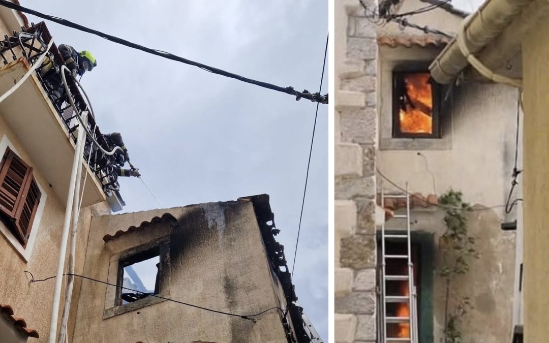 Požar zahvatio kuću u starom dijelu Baške: urušilo se krovište, jednoj osobi ukazana liječnička pomoć