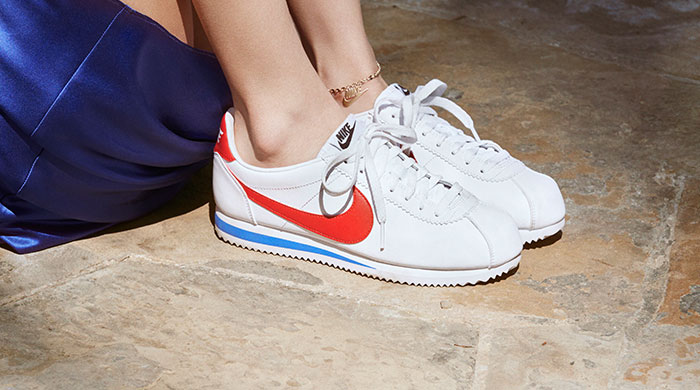Bella Hadid wears the new Nike Cortez shoes in the latest campaign
