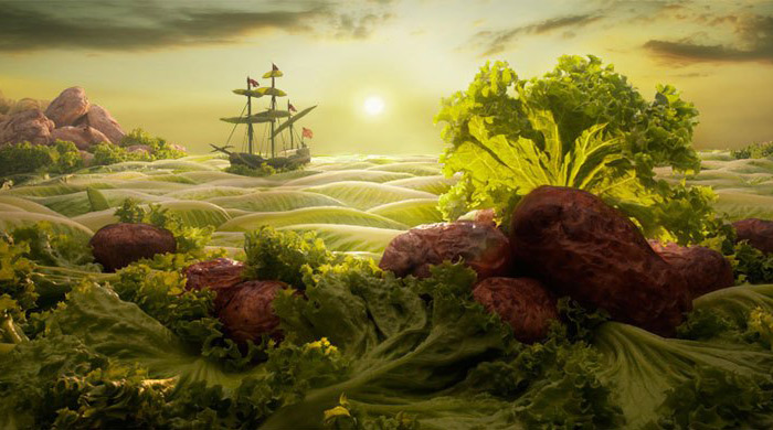 This artist turns food into landscapes