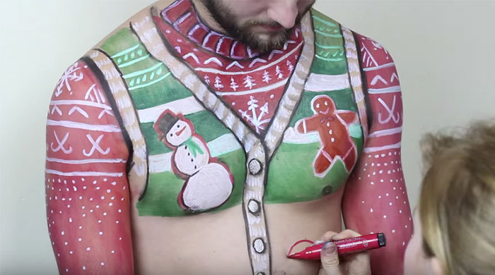 Too hot for festive sweater weather? Paint one on instead