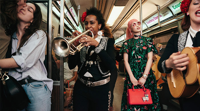 Fernanda Ly takes a (mariachi) subway ride for Kate Spade New York’s summer campaign