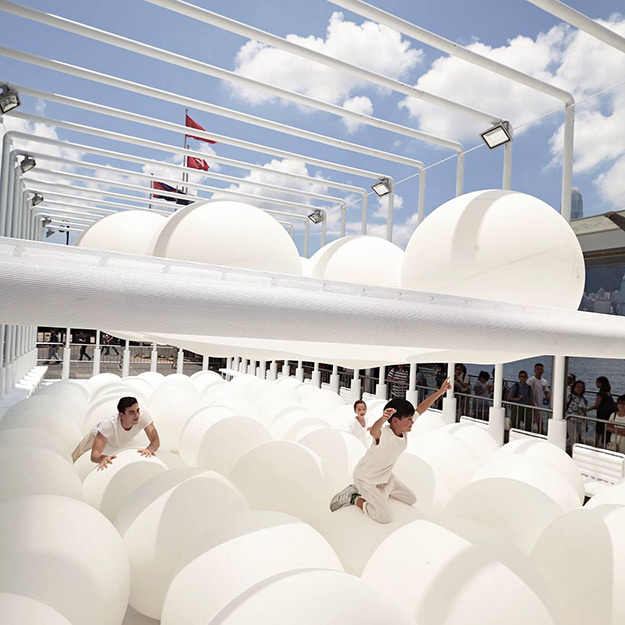 This interactive giant bouncy ball installation lets you feel like a kid again