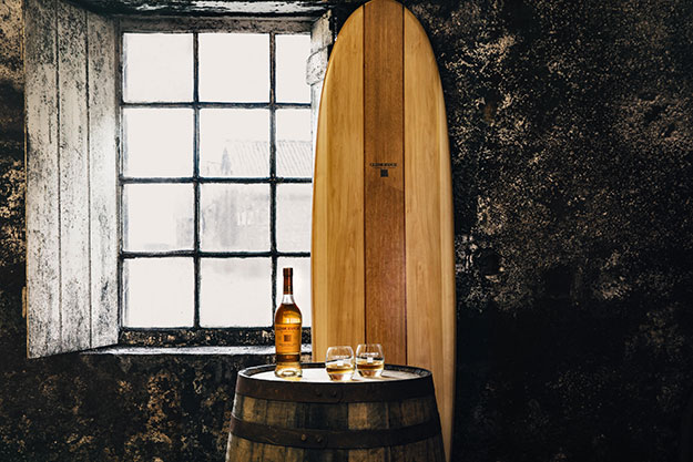 These wooden surfboards are made of reclaimed Glenmorangie whisky casks