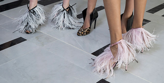 Accessory of the day: Giambattista Valli’s AW19 marabou-fringed heels