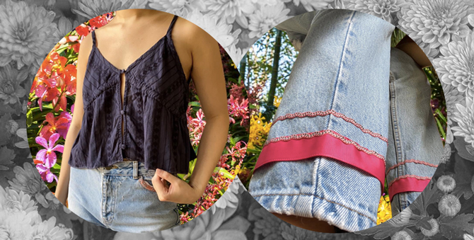 DIY denim corset top - JEANS upcycle - how to turn jeans into a top 