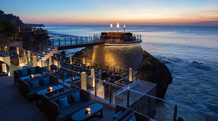 Enjoy cocktails and the best sunset view at Rock Bar