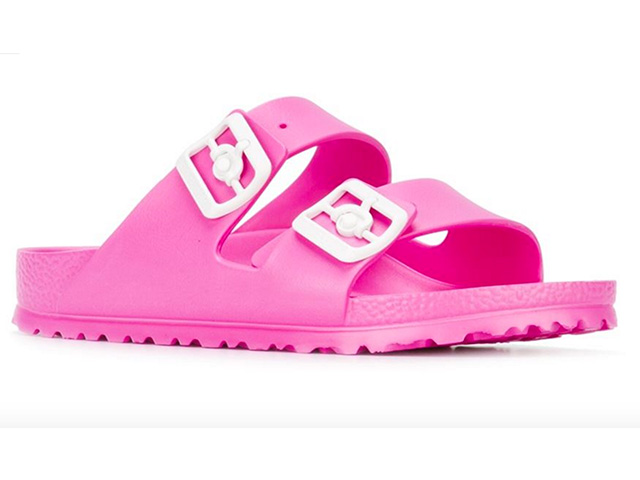 Birkenstock neon pink rubber Arizona sandals