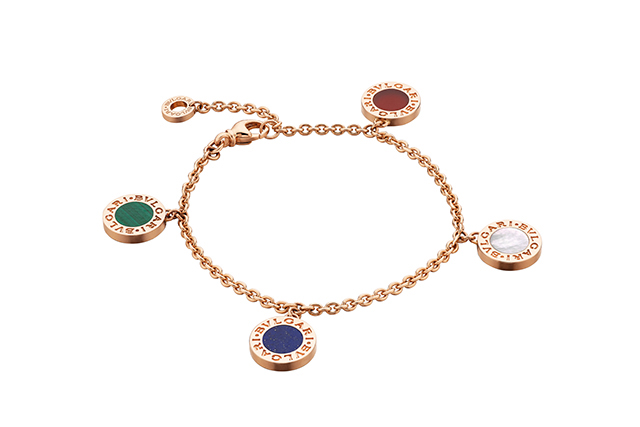 Bulgari Bulgari pink gold bracelet with malachite, carnelian, lapis lazuli and mother of pearl