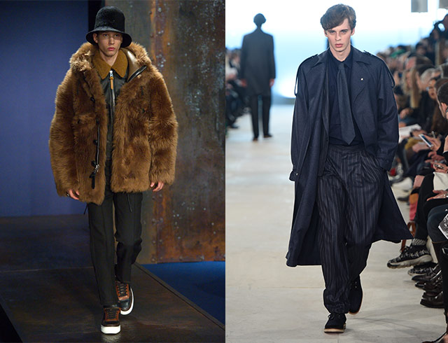 Coach's shearling kimono coat (left) and a double-breasted trench coat by E. Tautz (right) were firm favourites