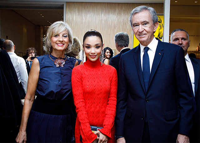 Marion Caunter with Chairman and CEO of LVMH, Bernard Arnault, and wife Helene Arnault