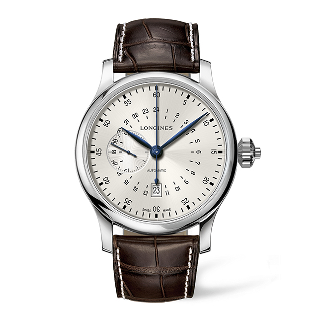 The Longines 24 Hours Single Push-Piece Chronograph in silver and brown