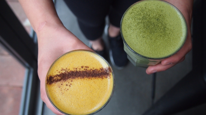 Matcha Latte and Golden Latte at 80/20 Canberra