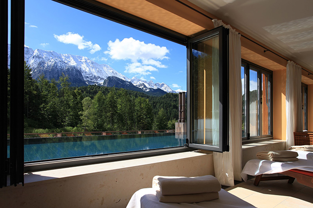 View of the Alps from a relaxation room