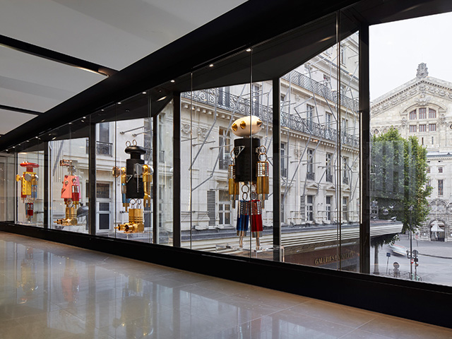 prada's 'hyper leaves' take over galeries lafayette's flagship store in  paris