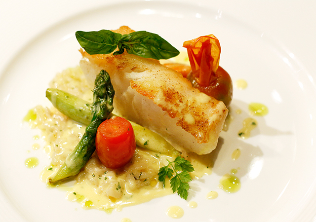 Baked Fillet of Cod with Herb Risotto