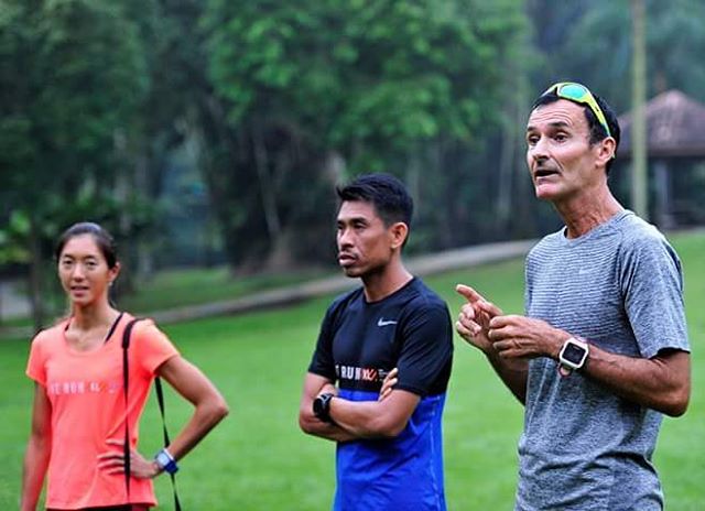 Coach Sue and Coach Din with Coach Jean-Pierre Lautrédoux (JP)