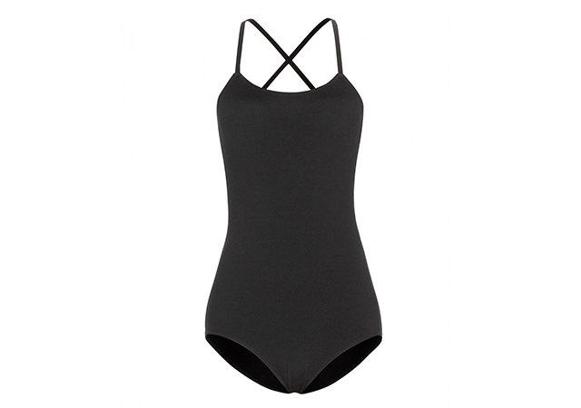 This black one-piece bodysuit is the best way to preserve your modesty, particularly when wearing a dress with so many holes.