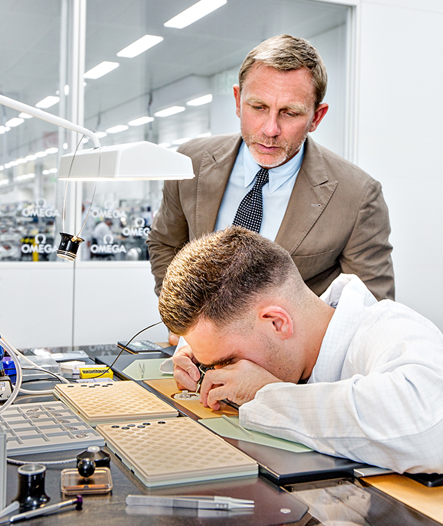 Daniel Craig at the Omega factory assembly line