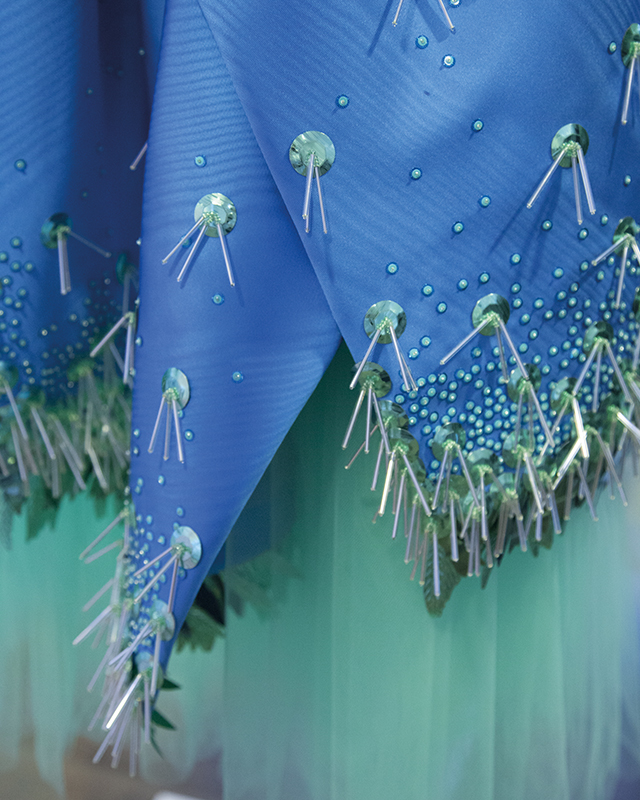 A close-up of the intricate detailing of a Delpozo dress